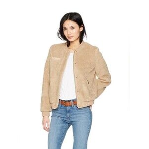 Levi Strauss Sherpa Bomber Jacket Tan Warm Cozy Womens Large